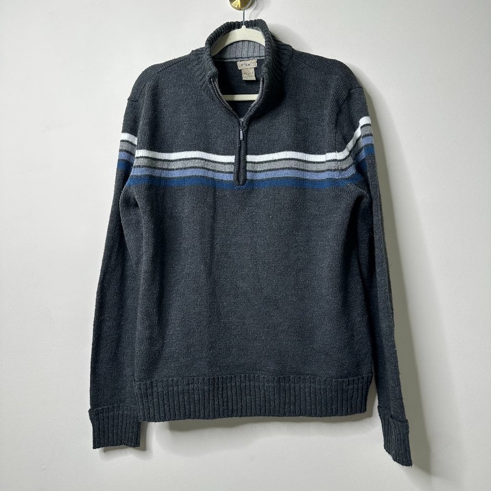 Carbon Charcoal Grey 1/4 Zip Acrylic Sweater Men's Large